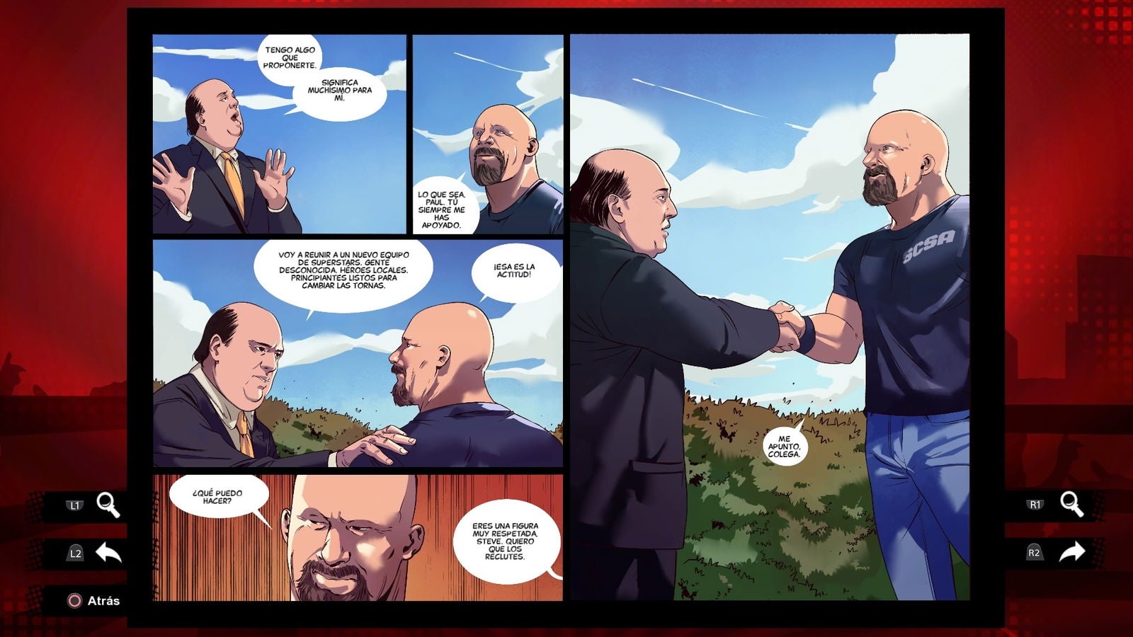 Entre combate y combate la historia es narrada a modo de cómic.