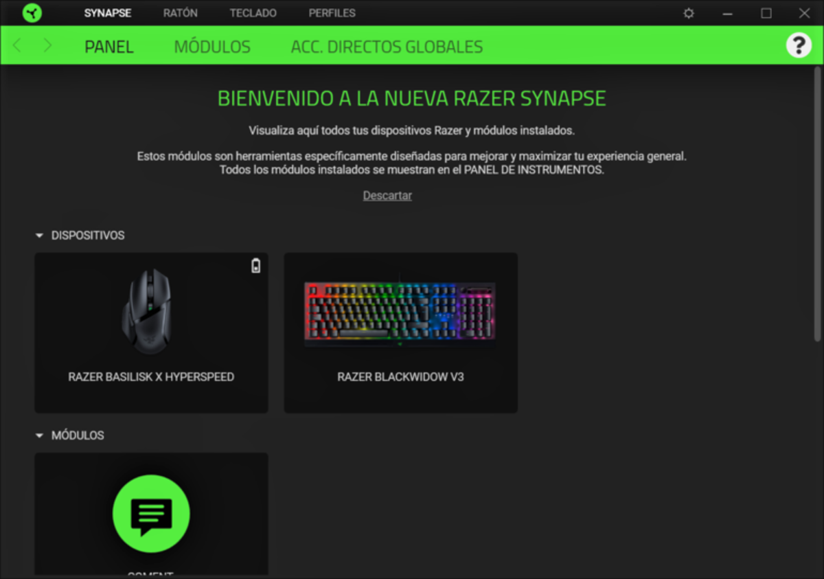 Razer Synapse detecta el teclado sin ningún problema
