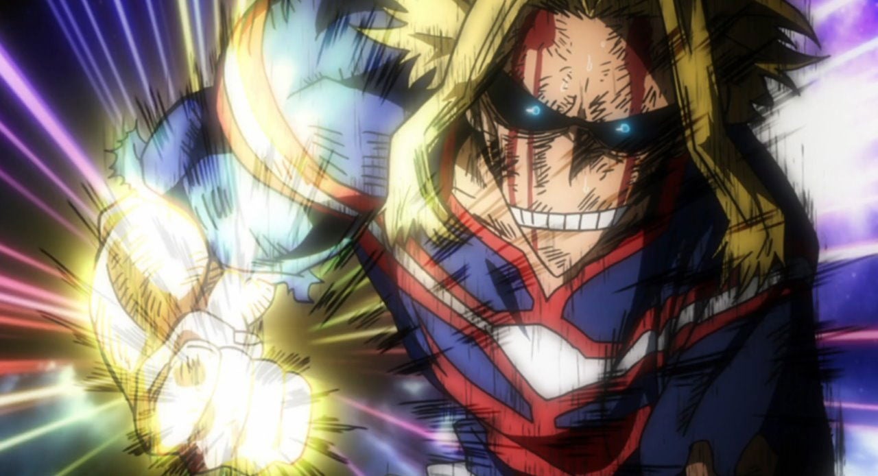 All Might usando el máximo One For All en My Hero Academia