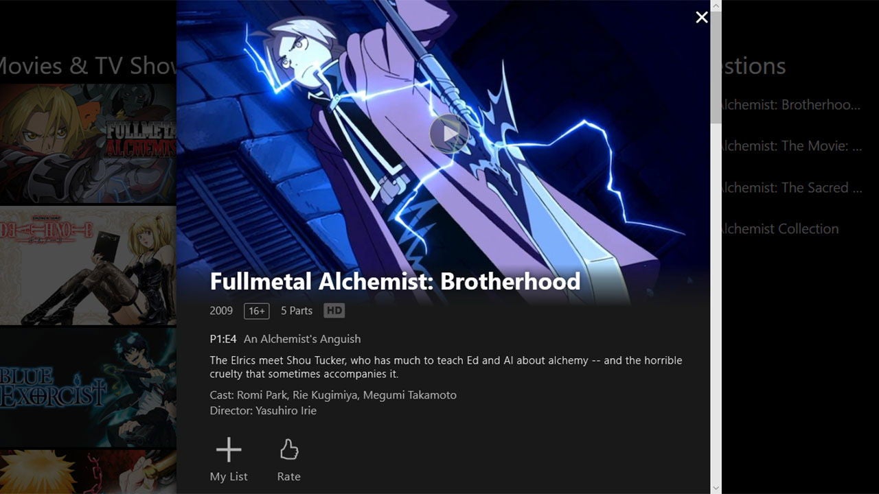 Regístrate en Netflix y comienza a ver todas las temporadas de Fullmetal Alchemist