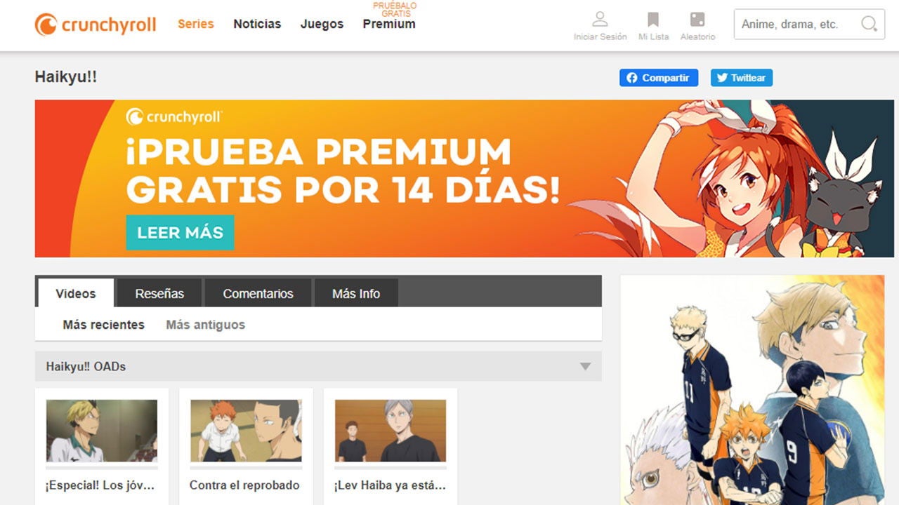 Prueba Crunchyroll Premium gratis por 14 días