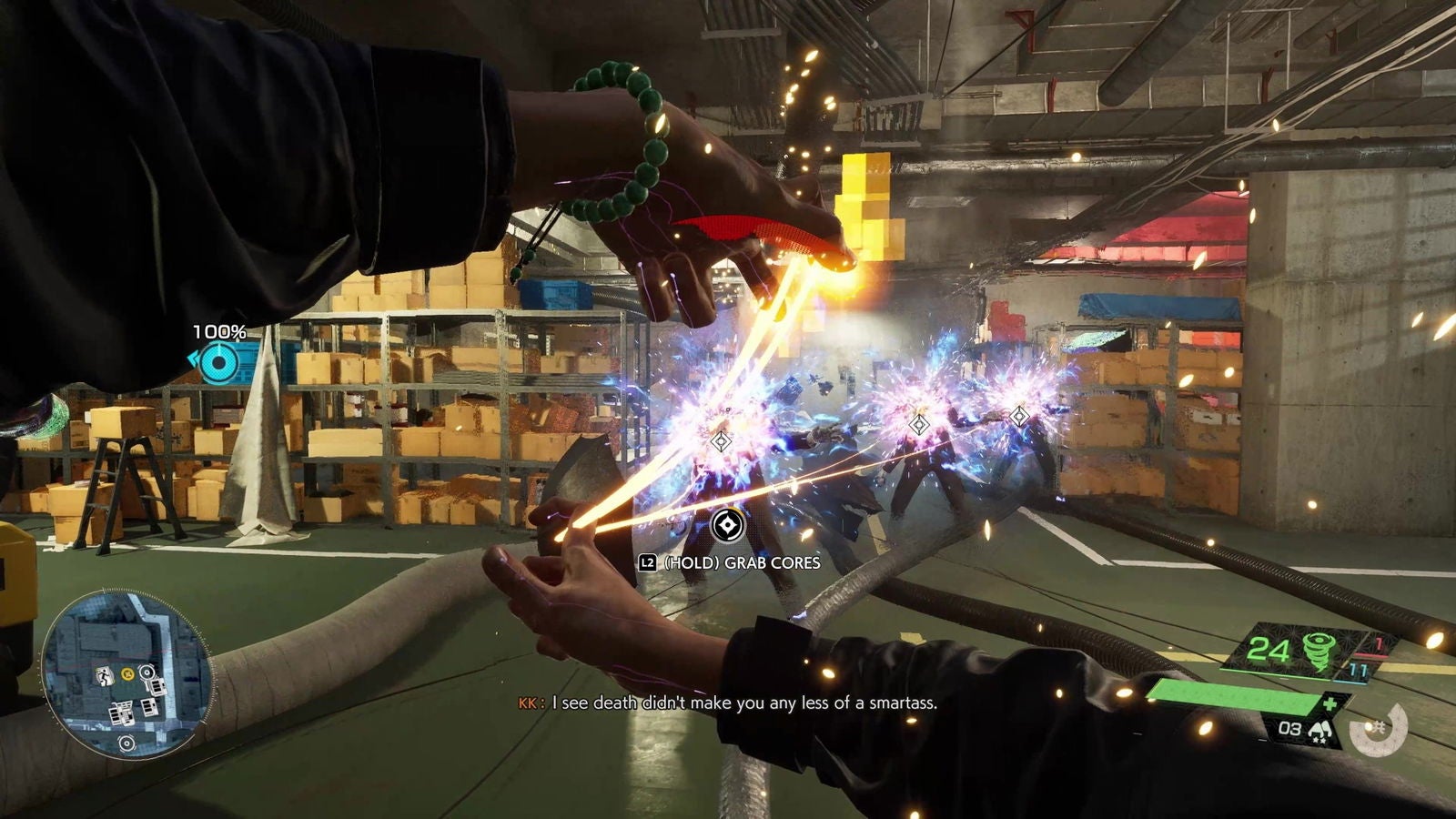 Tensando nuestro hilo cuando los yokai están expuestos, los derrotaremos y recuperaremos energía.