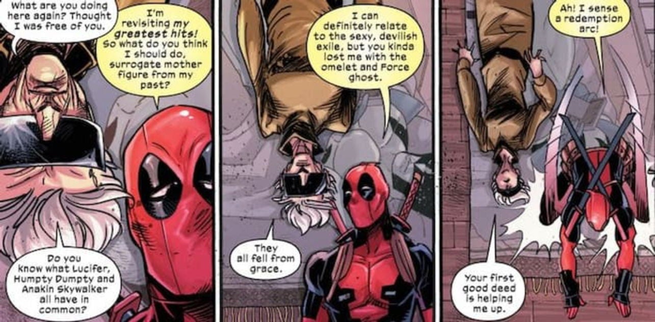 Tras la conversación con su compañera Al, Deadpool emprende un viaje de redención similar a Darth Vader