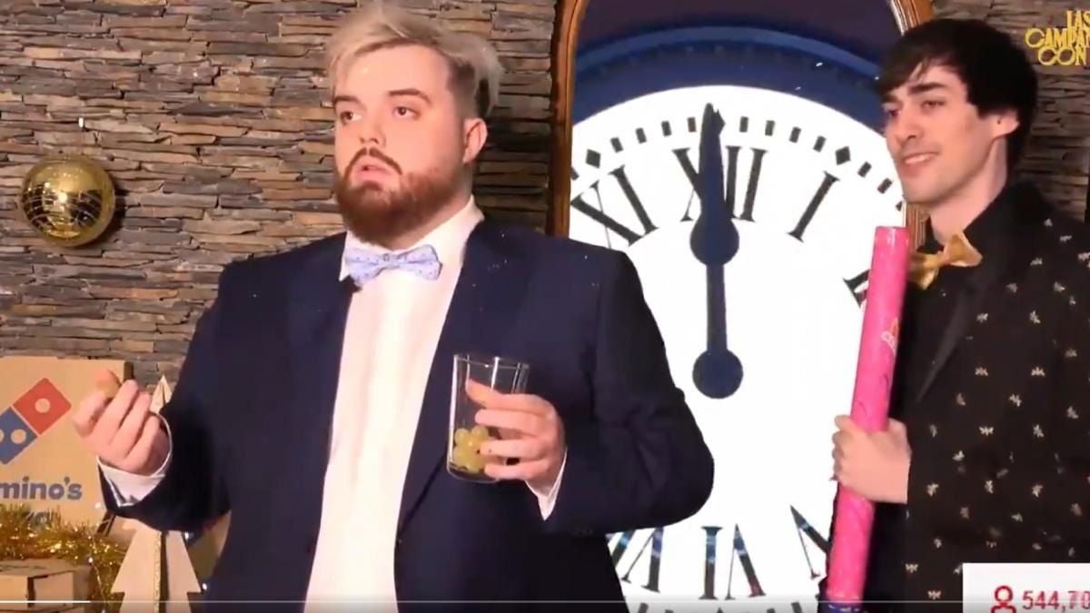 Ibai comiendo las uvas en las Campanadas de 2021