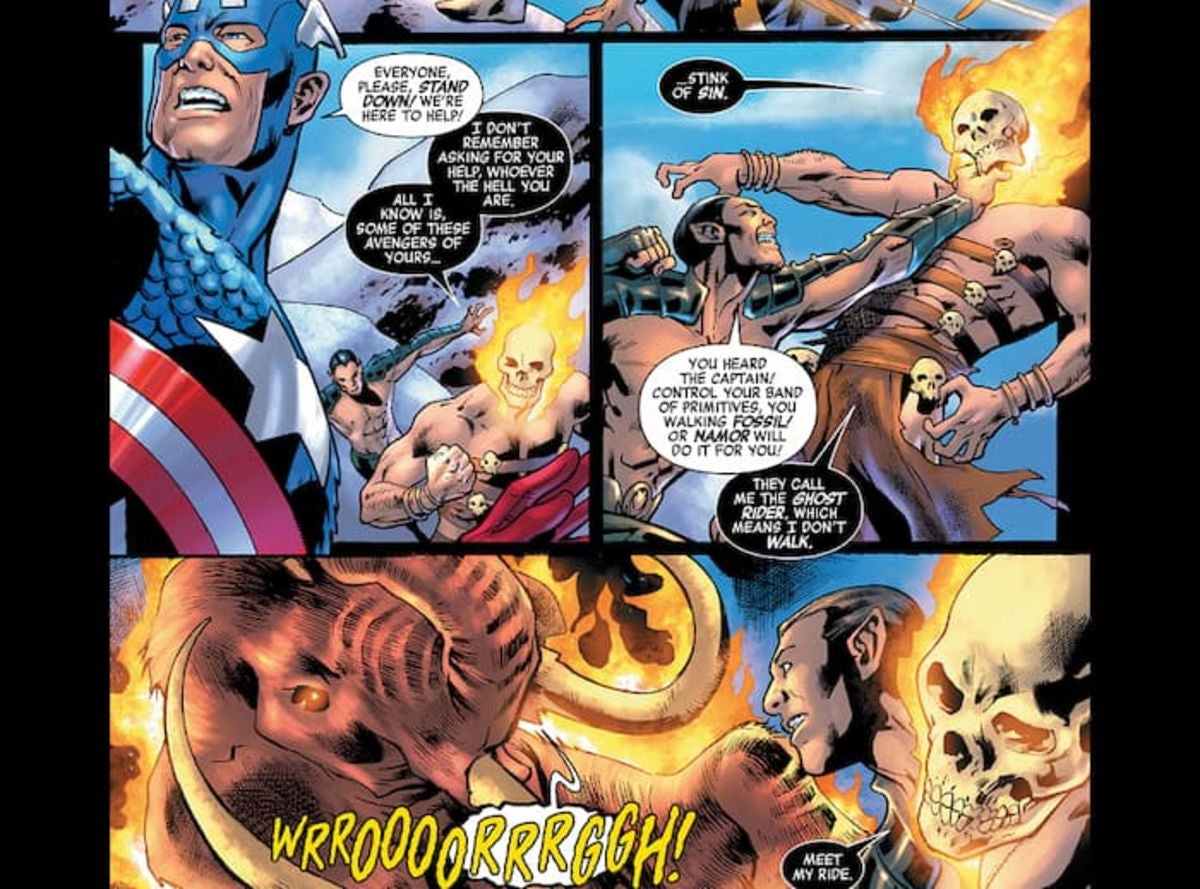 Encuentro entre Namor y Ghost Rider prehistórico