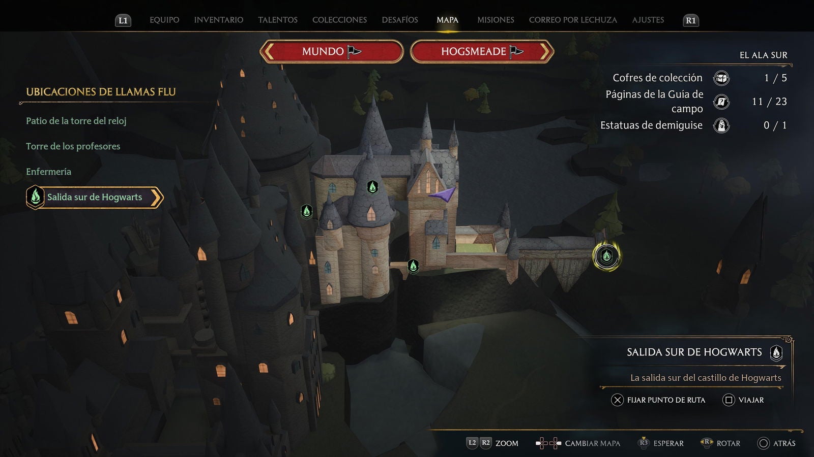 Así luce una parte del castillo de Hogwarts en el mapa del juego