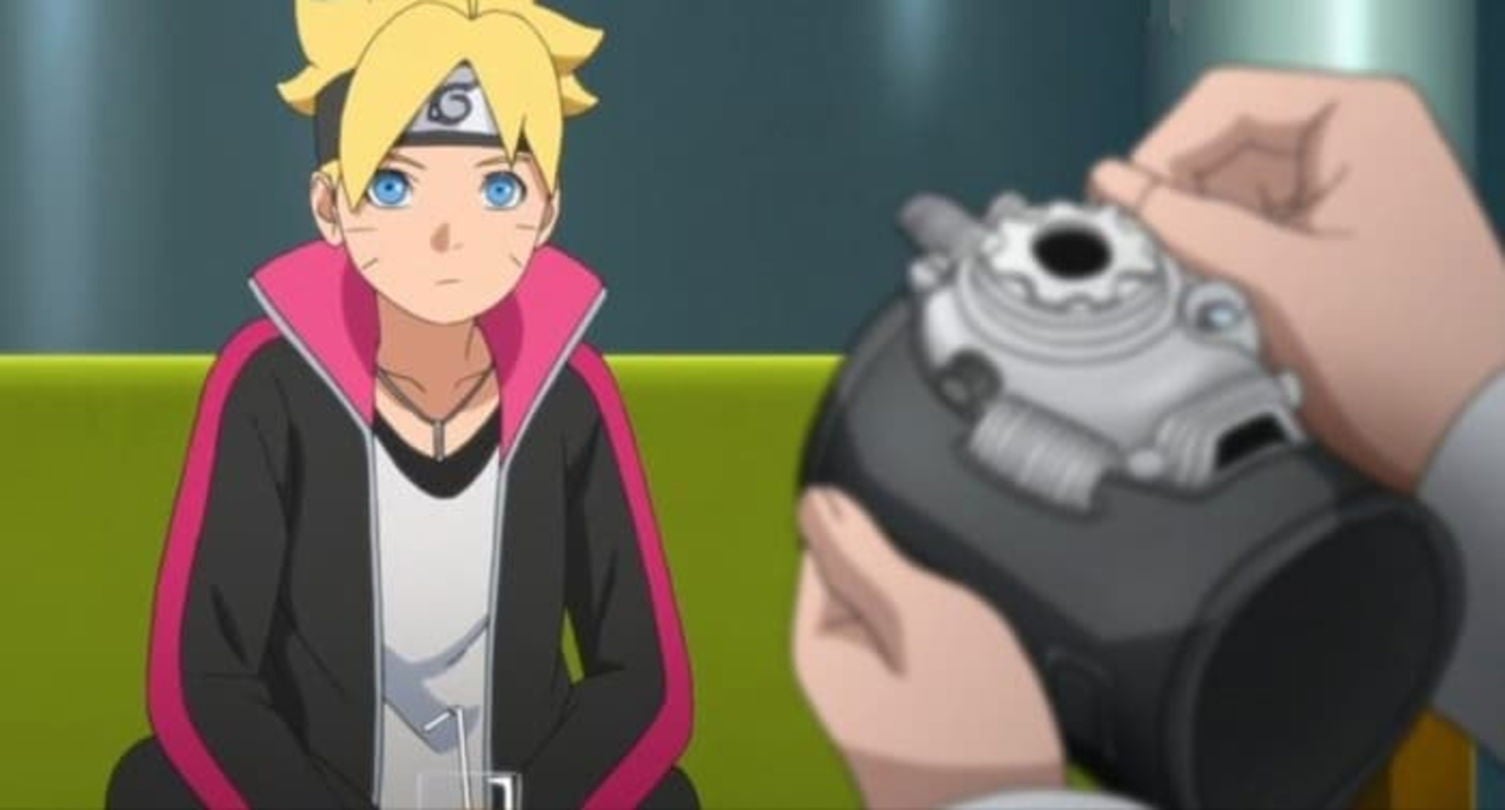 Boruto recibiendo una Herramienta Científica Ninja