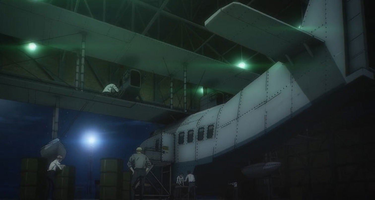 Los amigos de Eren realizando los preparativos para subir al "barco volador"