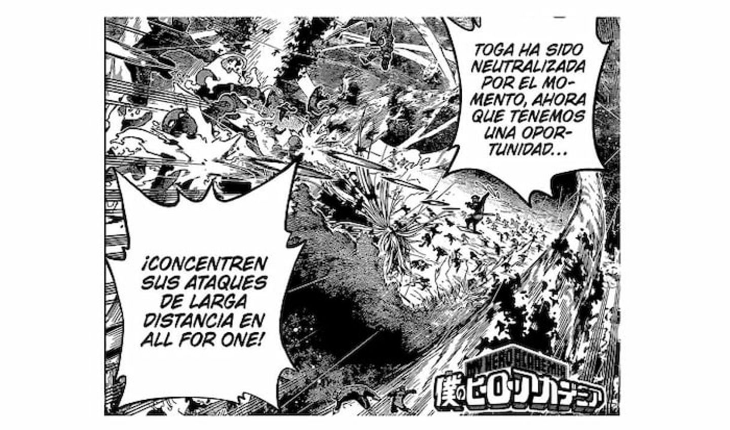 Los Héroes Profesionales en las montañas Gunga luchando contra All For One