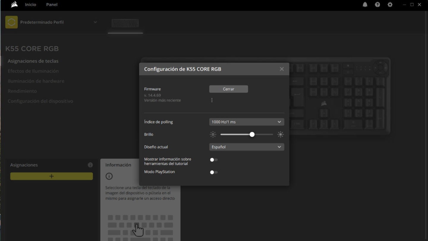 Para actualizar el firmware del teclado hay que instalar el software CORSAIR iCUE