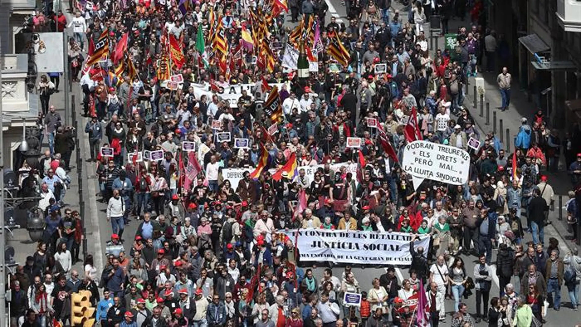 Manifestación en Barcelona por el Día del Trabajo