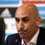 Luis Rubiales, en rueda de prensa en Krasnodar