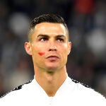 Cristiano Ronaldo, con la cara pintada de rojo