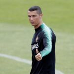 Cristiano Ronaldo, durante un entrenamiento de la selección portuguesa. Foto: Reuters
