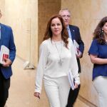 Los representantes del PP en la Mesa, la presidenta Silvia Clemente, Ramiro Ruiz Medrano y Óscar Reguera
