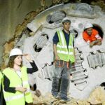 Peralta y Morén delante de la tuneladora