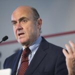 Luis de Guindos, durante su intervención hoy en el Foro Empresarial Lidera Málaga.