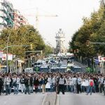 Imagen de la manifestación de los empleados de Nissan en noviembre de 2008