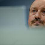Rafa Benítez a su llegada a la rueda de prensa en la Ciudad Deportiva de Valdebebas