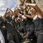 Un grupo de manifestantes en Madrid tras la sentencia