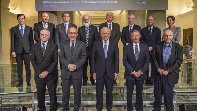 De izq a dcha, y de arriba a abajo: Rafael Pardo, David Tilman, Stephen Buchwald, Tony Hunter, Joseph Schlessinger, Charles Sawyer, Richard Alley, Kathy Spahn, David Care, Richard Blundell, Francisco Gonzalez, Leonard Kleinrock y György Kurtag.