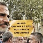 Felipe VI, durante la manifestación contra los atentados de Barcelona el pasado mes de agosto.