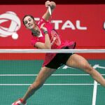 Carolina Marín, la bicampeona del mundo de bádminton, durante el partido