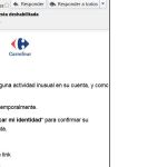 Aspecto de una de las páginas que llevan a la estafa con la tarjeta de Carrefour