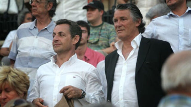 Simón Casas con Nicolás Sarkozy, presidente de Francia, en la Maestranza de Sevilla