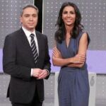 Vicente Vallés y Ana Pastor, en el plató de «El debate decisivo»