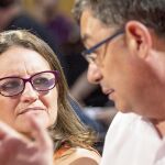 Mónica Oltra y Enric Morera durante la celebración del Consell General de Compromís