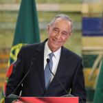 Rebelo de Sousa en la rueda de prensa después de su triunfo