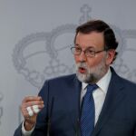 Mariano Rajoy, durante una comparecencia en Moncloa