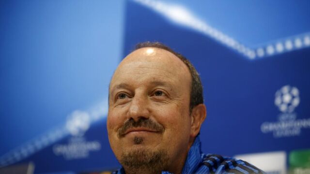 El entrenador del Real Madrid, Rafa Benitez, durante la rueda de prensa de hoy