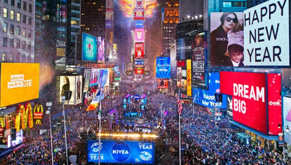 Celebración de Año Nuevo en Times Square en Nueva York.
