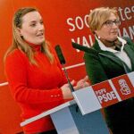 Las diputadas del PSPV, Clara Tirado y Ana Barceló ayer