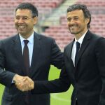 Bartomeu, junto a Luis Enrique en el Camp Nou