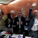 El presidente de Unió, Josep Antoni Duran Lleida (d), junto Ramón Espadale (2d), cabeza de lista del partido en las pasadas elecciones catalanas.