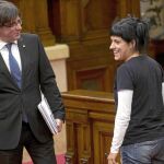 Carles Puigdemont y Anna Gabriel, en una sesión del Parlament de la pasada legislatura