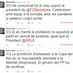 Colau tampoco asistirá a la final de la Copa del Rey por el veto a las esteladas