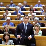 El presidente del Gobierno Pedro Sánchez, durante su intervención en la sesión del pleno del Senado /Foto: Efe