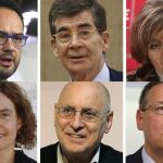 De izquierda a derecha y de arriba a abajo: Antonio Hernando, José Enrique Serrano, Luisa Carcedo, Maritxell Batet, Rodolfo Ares y Jordi Sevilla, integrantes del equipo que se encargará por parte del PSOE para negociar con el resto de las formaciones políticas la formación del nuevo Gobierno.