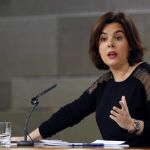 La vicepresidenta del Gobierno, Soraya Sáenz de Santamaría, el pasado 13 de mayo