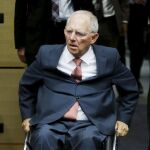 El ministro alemán de finanzas, Wolfgang Schaeuble, a su llegada hoy a la reunión del Eurogrupo en Bruselas.