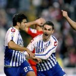 Artiles y Adrián celebran el gol deportivista