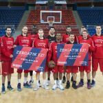 Los jugadores del Laboral Ktuxa durante el encuentro con periodistas en Vitoria, el pasado día 9, para hablar de la Final Four