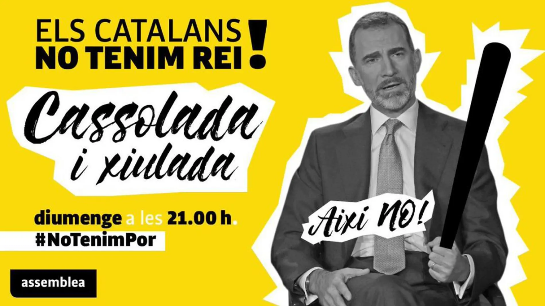 Cartel de la Asamblea Nacional Catalana anunciando la cacerolada