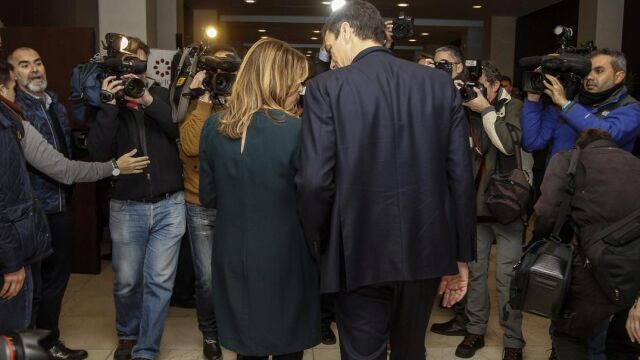 La presidenta de la Junta y líder del PSOE-A, Susana Díaz, junto al presidente del Gobierno central y secretario general del PSOE, Pedro Sánchez (Foto: Pedro Sánchez)
