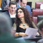La consejera de Hacienda, María Jesús Montero, ayer en la Cámara