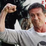 El actor Silvester Stallone durate la promoción de la película «Rambo» en 2008